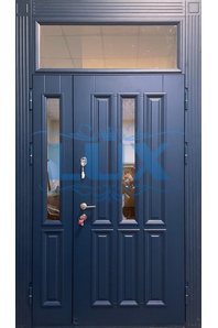 двустворчатая дверь с зеркальным стеклами и отделкой МДФ